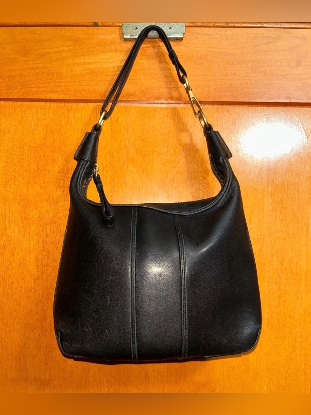 Vintage Coach #6950 Amanda Hobo Shoulder Bag Black Leather Purse